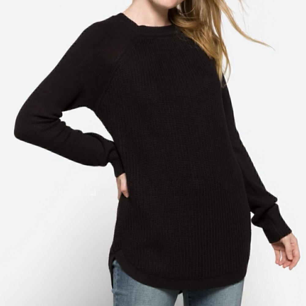 RD Style Cotton Blend Crew Neck Sweater Black EUC Size M